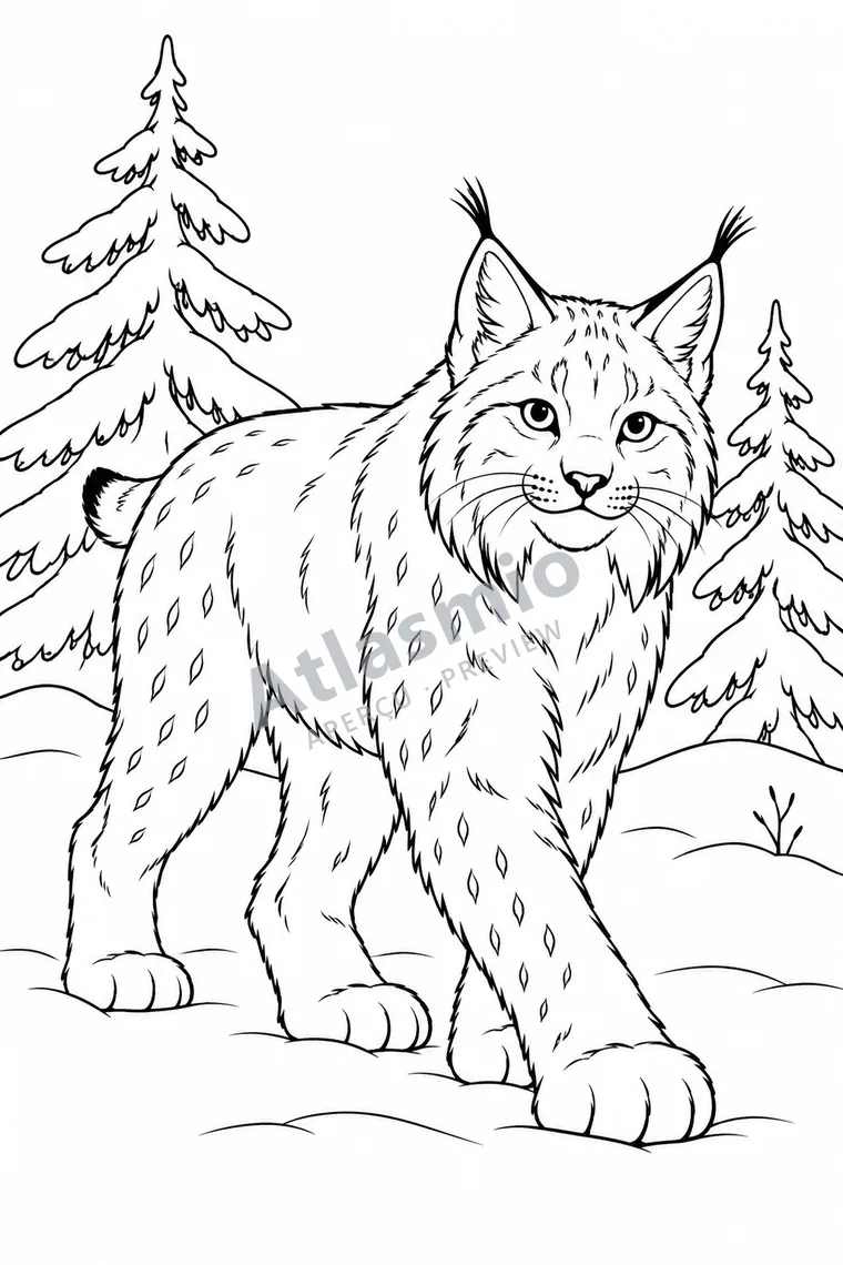 Colouring illustration: Canada Lynx
