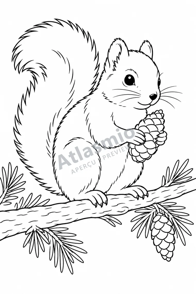 Colouring illustration: Red Squirrel
