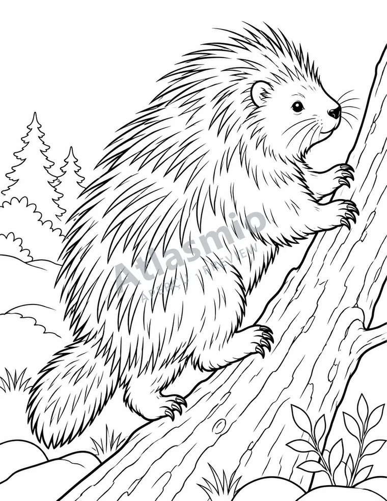Colouring illustration: North American Porcupine
