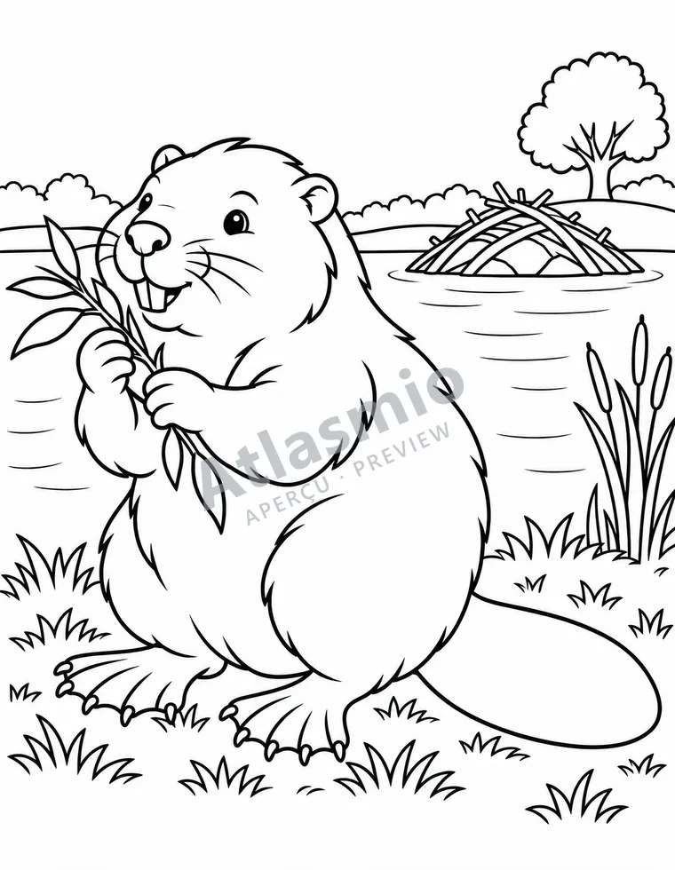 Illustration à colorier : Le castor du Canada
