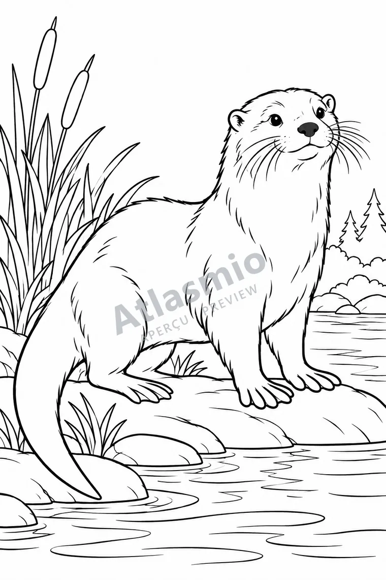 Colouring illustration: River Otter