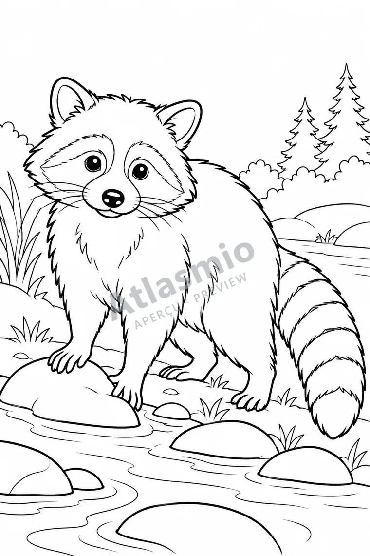 Illustration à colorier : Le raton laveur