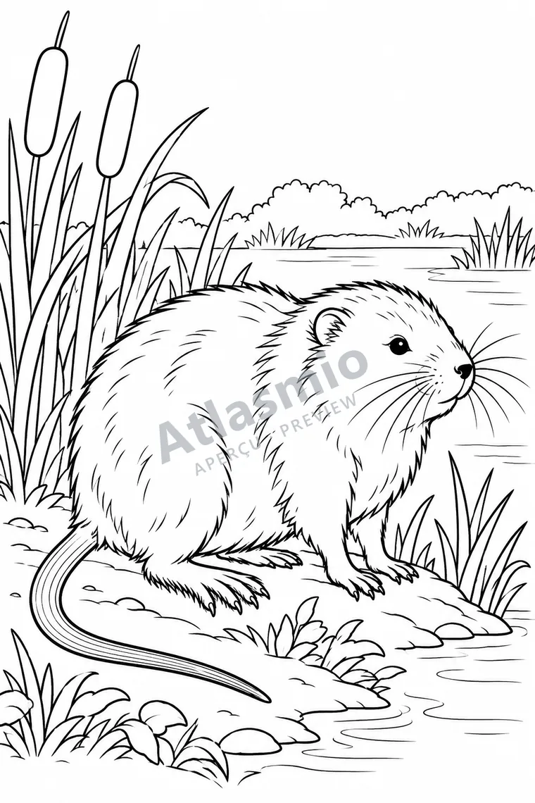 Illustration à colorier : Le rat musqué