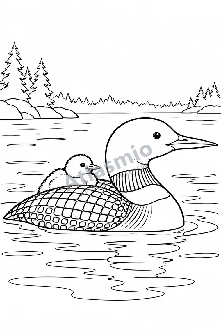 Colouring illustration: Common Loon