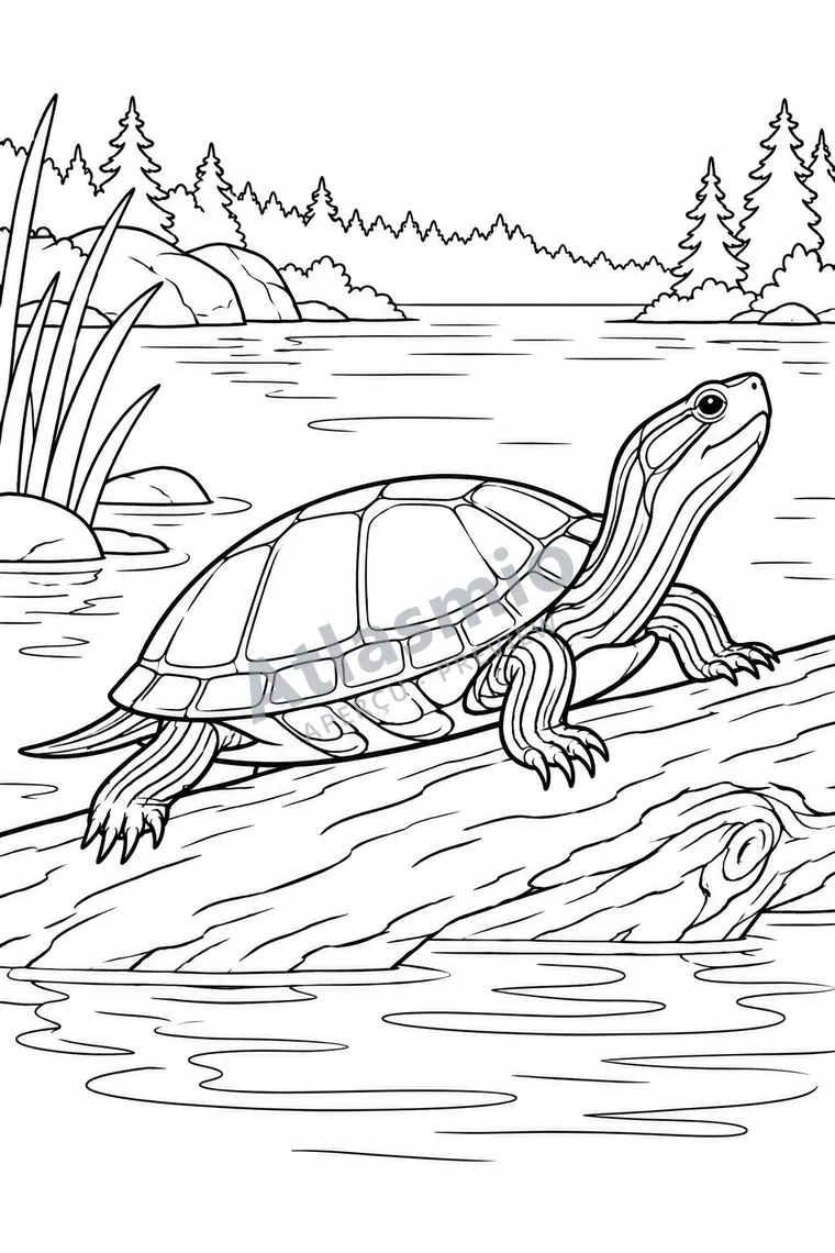 Colouring illustration: Painted Turtle