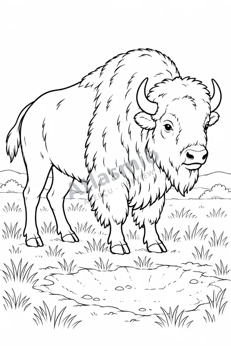 Colouring illustration: Plains Bison