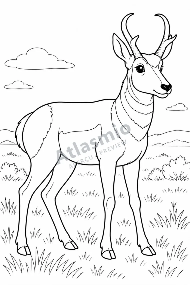 Colouring illustration: Pronghorn