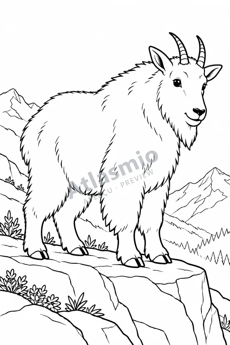 Colouring illustration: Mountain Goat