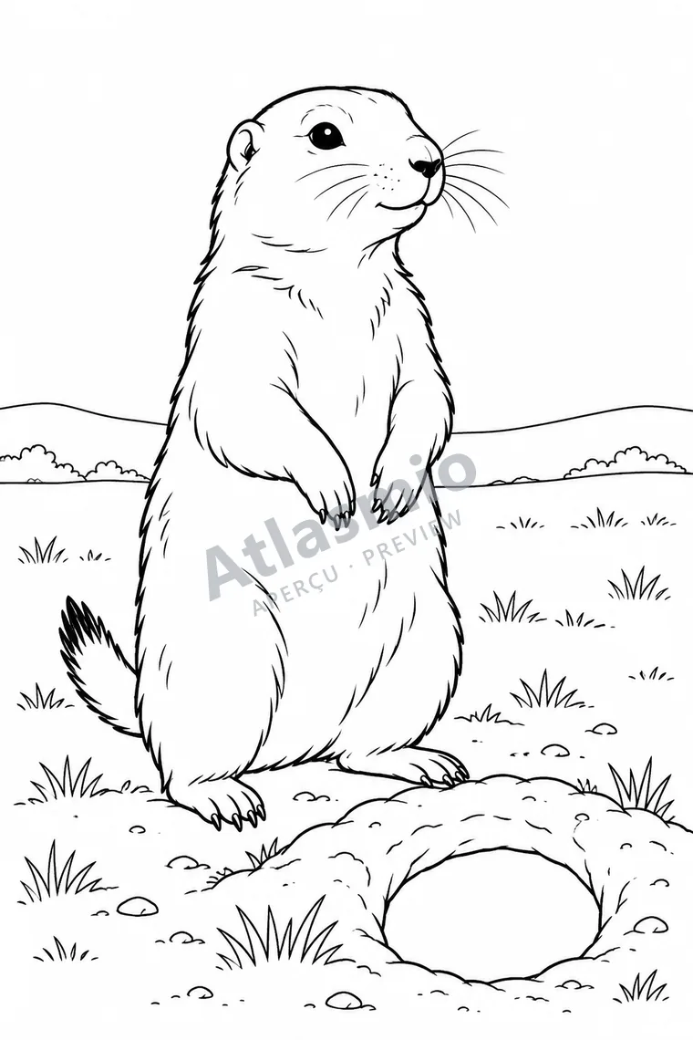 Colouring illustration: Black-tailed Prairie Dog
