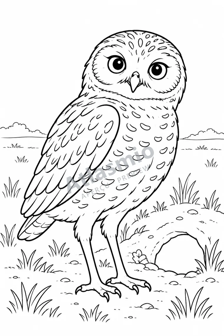 Colouring illustration: Burrowing Owl