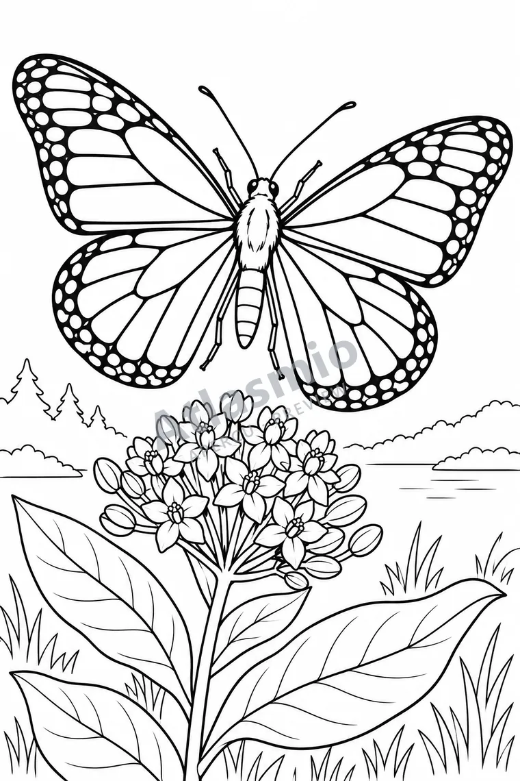 Colouring illustration: Monarch