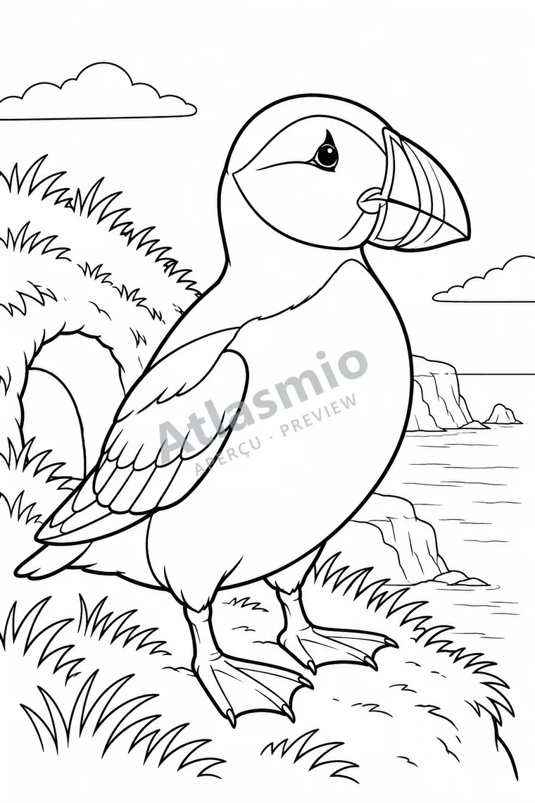Illustration à colorier : Le macareux moine
