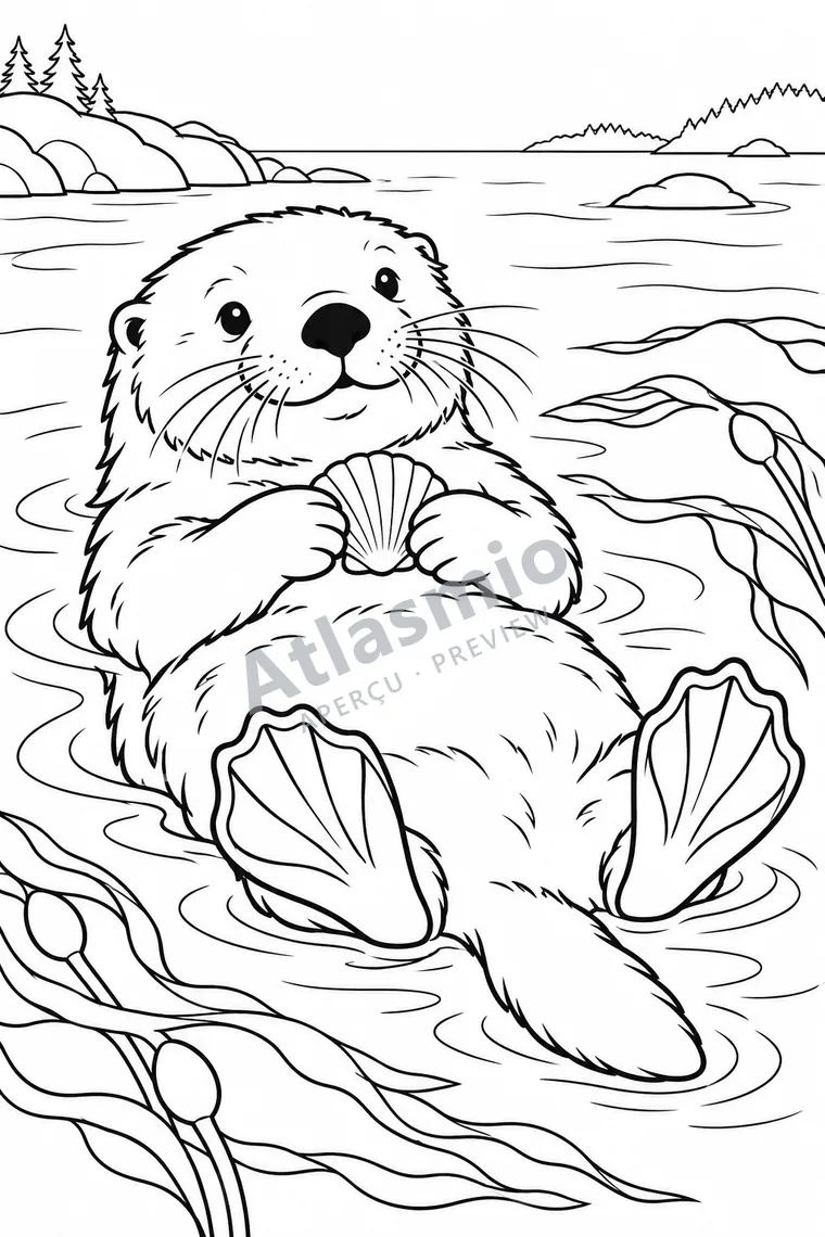 Illustration à colorier : La loutre de mer
