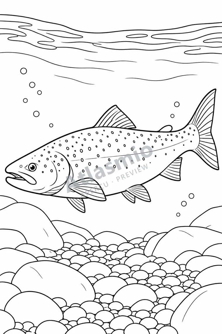 Colouring illustration: Atlantic Salmon
