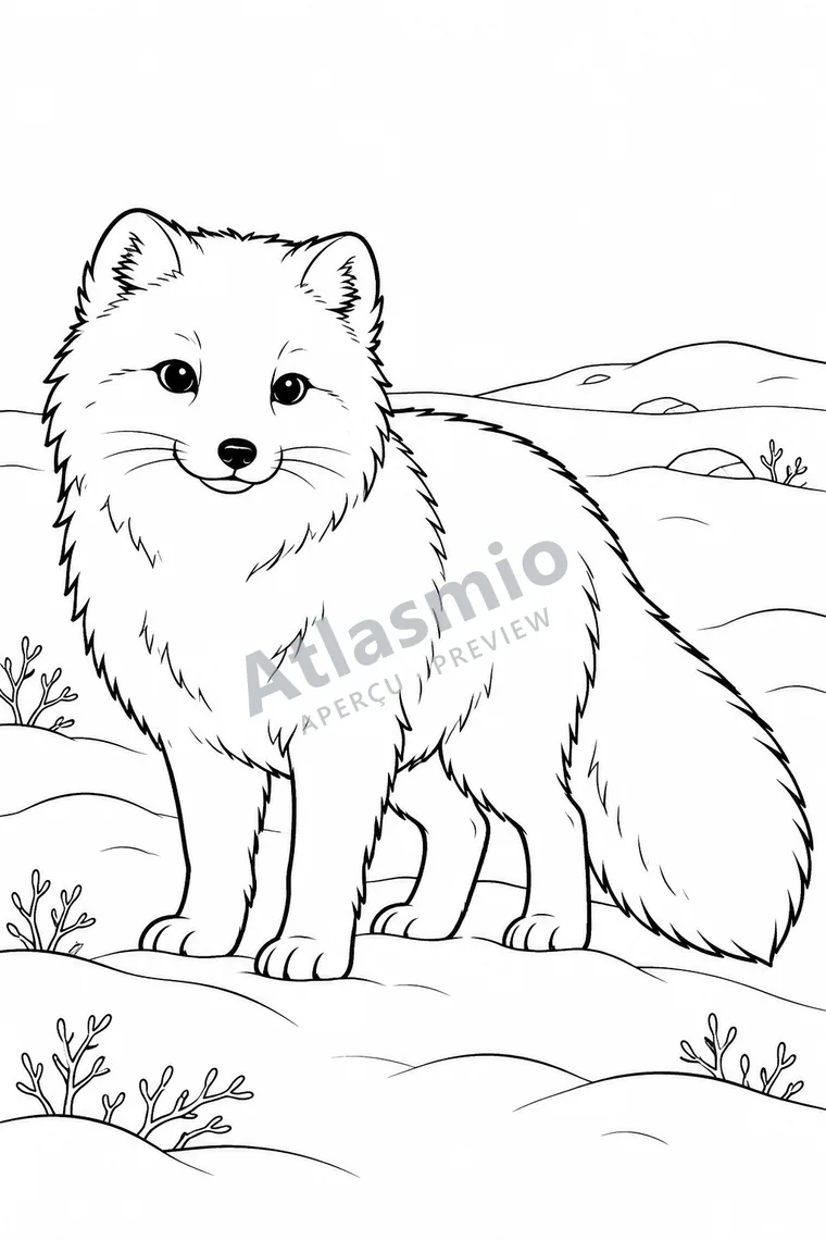 Colouring illustration: Arctic Fox
