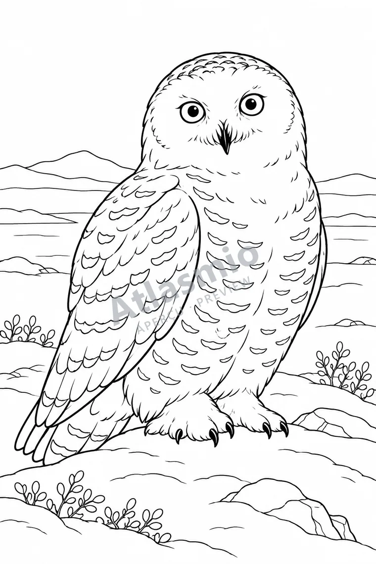 Colouring illustration: Snowy Owl