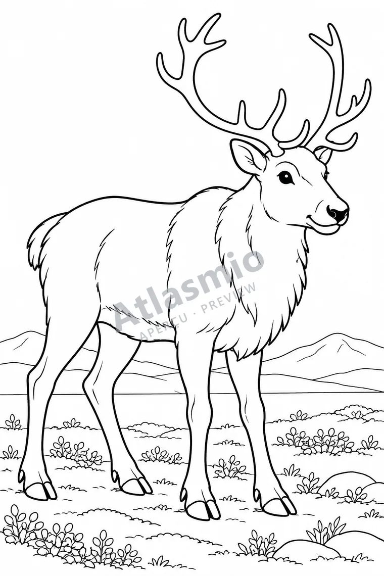 Illustration à colorier : Le caribou