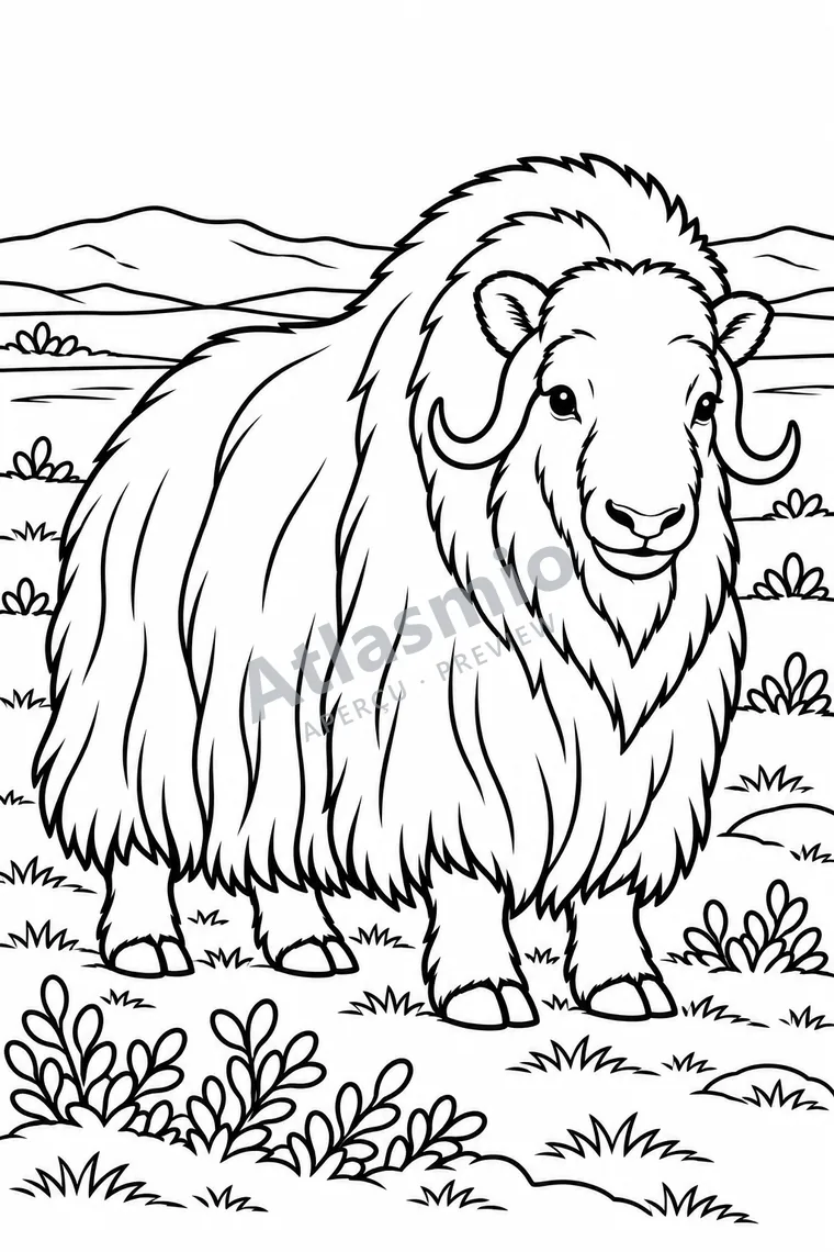 Colouring illustration: Muskox
