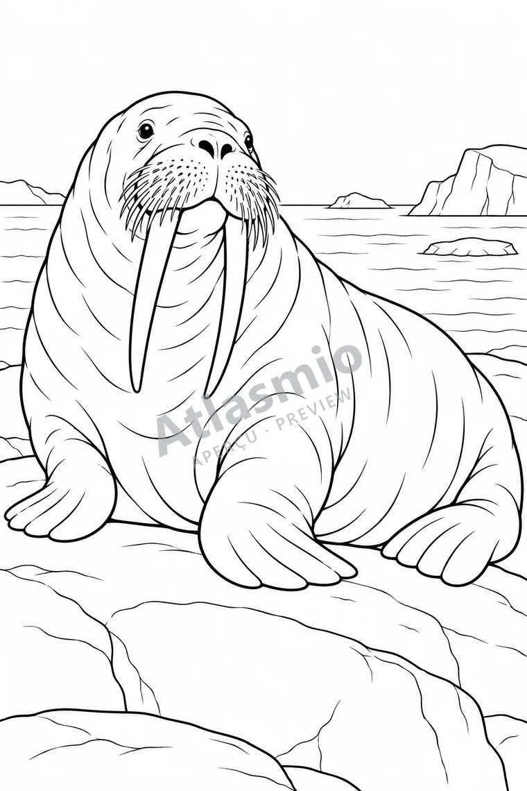 Colouring illustration: Atlantic Walrus