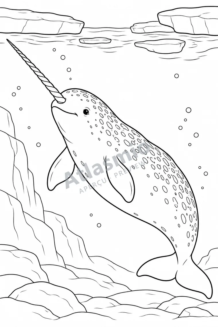 Illustration à colorier : Le narval