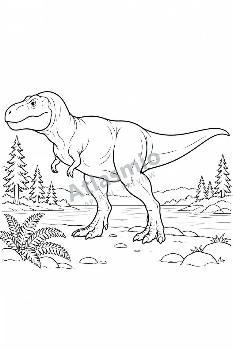 Illustration à colorier : Le tyrannosaure