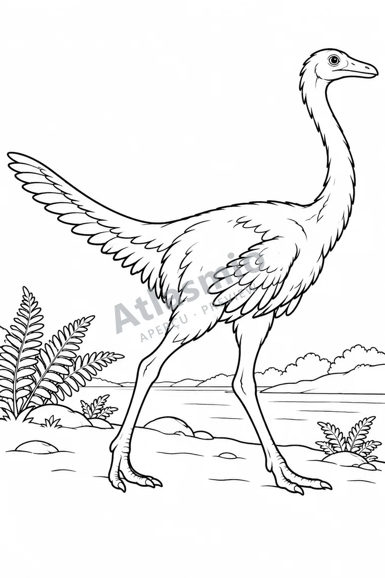 Colouring illustration: Ornithomimus