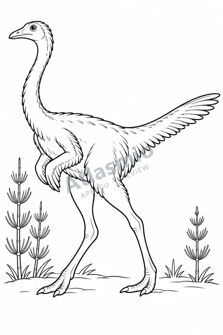 Illustration à colorier : Le struthiomime