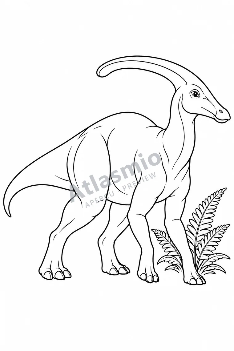 Colouring illustration: Parasaurolophus