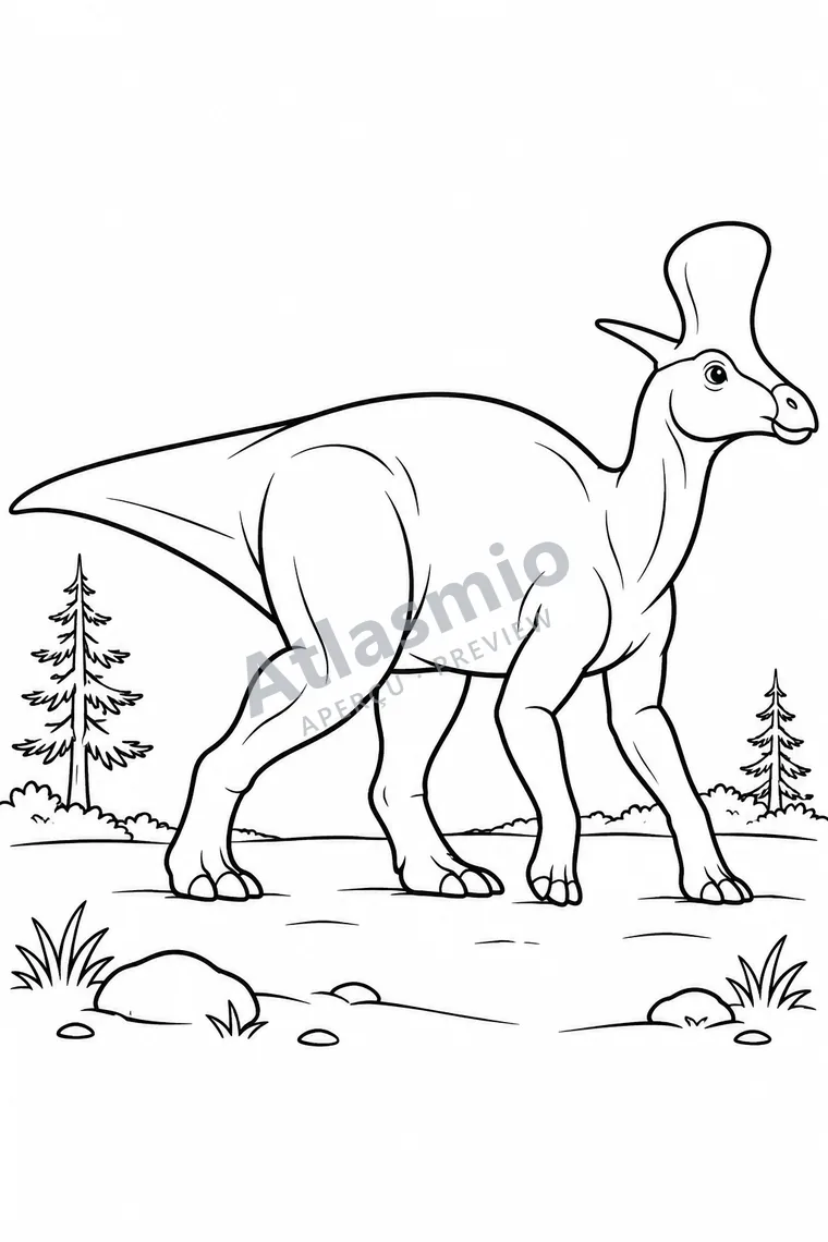 Colouring illustration: Lambeosaurus
