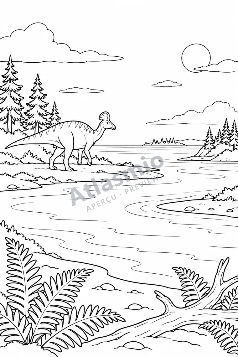 Colouring illustration: An Ancient Landscape