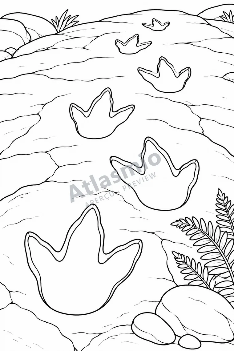 Colouring illustration: Footsteps in Stone