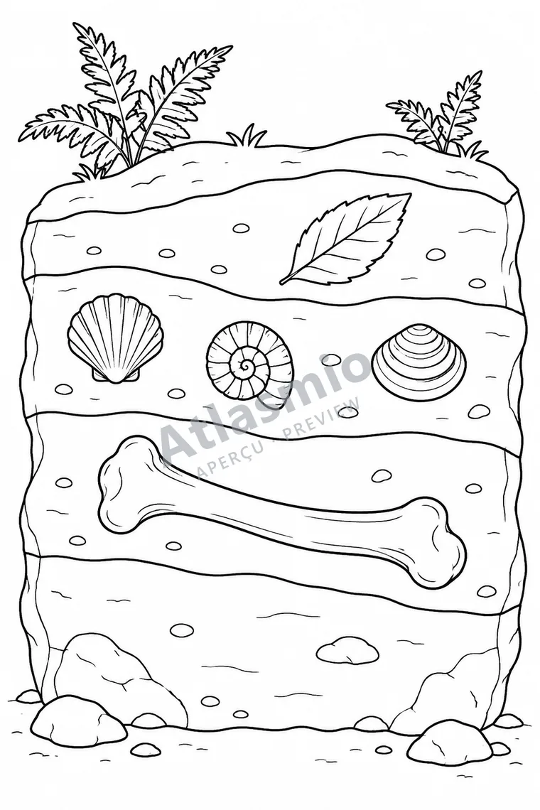 Colouring illustration: How Does a Fossil Form?