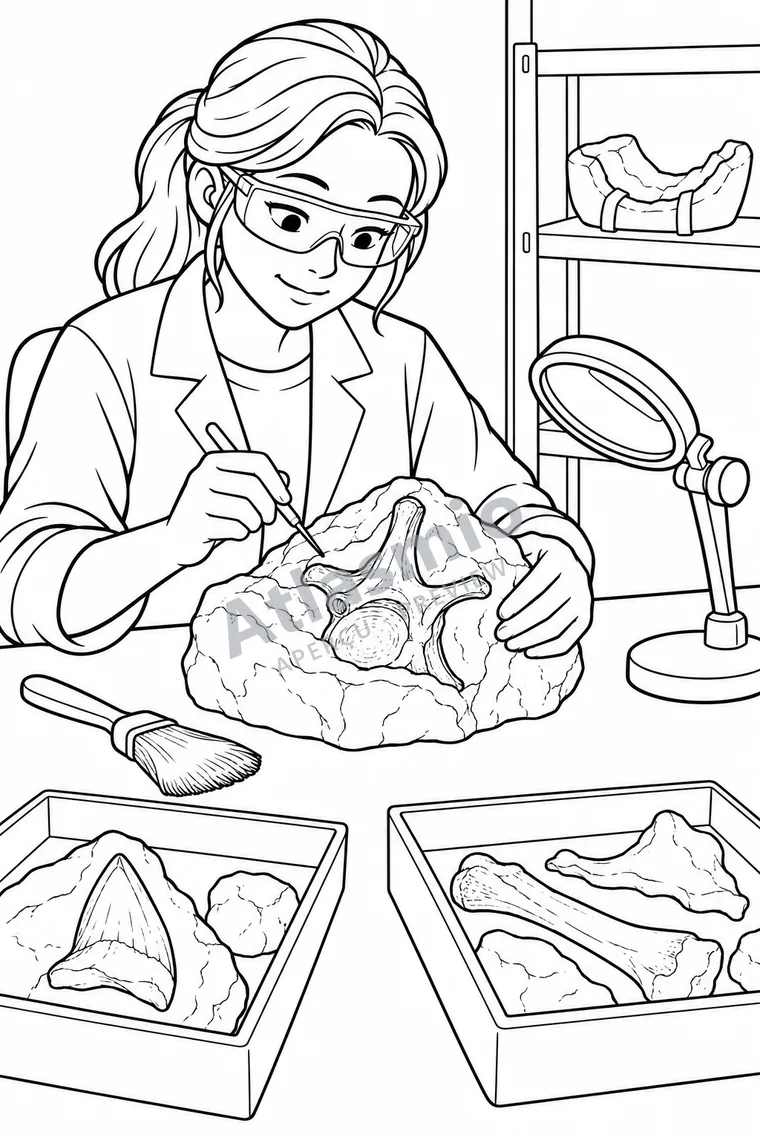 Colouring illustration: In the Laboratory