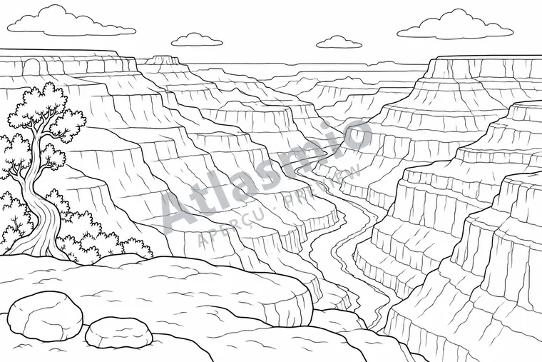 Illustration à colorier : Les couches du Grand Canyon