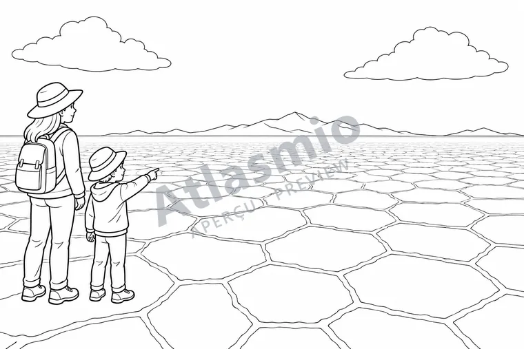 Illustration à colorier : Un désert de sel