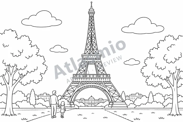 Colouring illustration: The Eiffel Tower