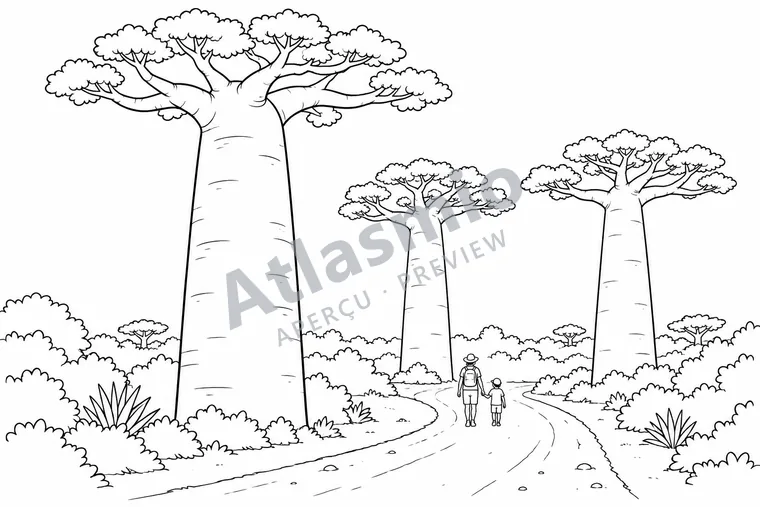 Colouring illustration: The Great Baobabs