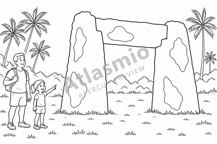 Colouring illustration: A Great Stone Gateway