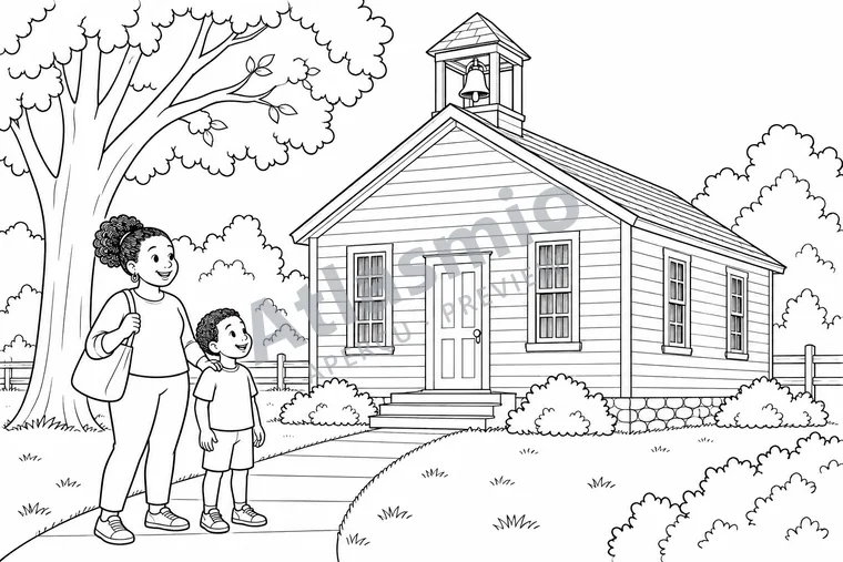 Illustration à colorier : L’école de Buxton