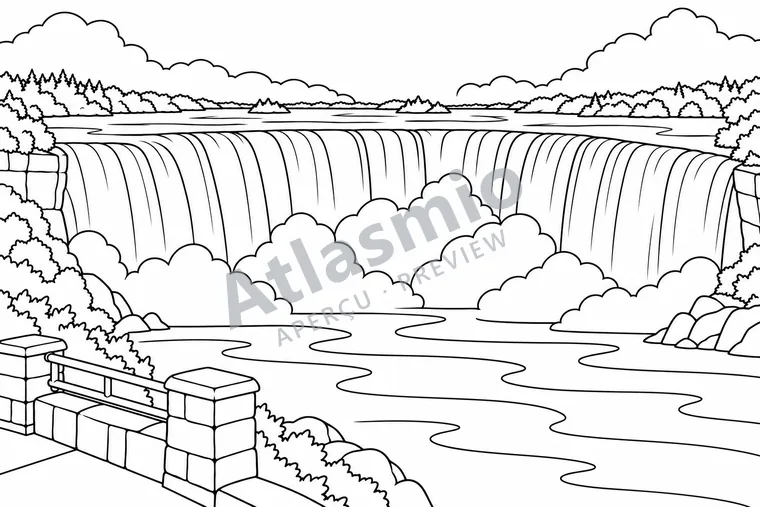 Colouring illustration: Horseshoe Falls
