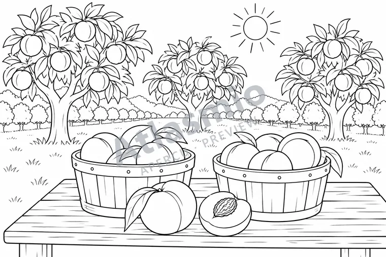 Colouring illustration: Niagara Peaches