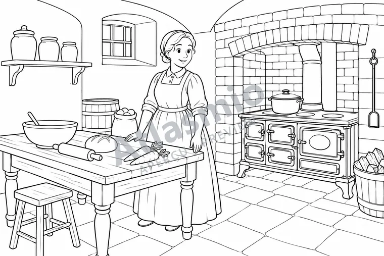 Colouring illustration: In Dundurn’s Kitchen