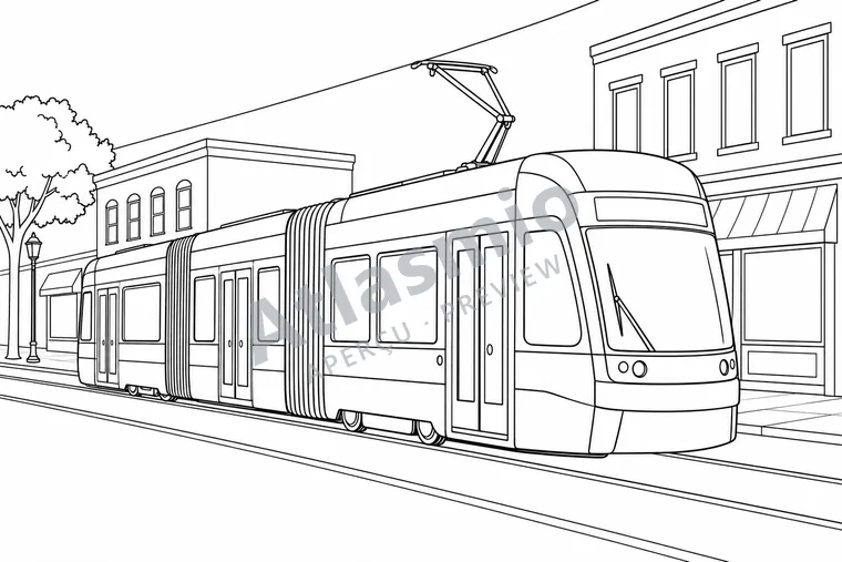 Illustration à colorier : Le tramway de Toronto