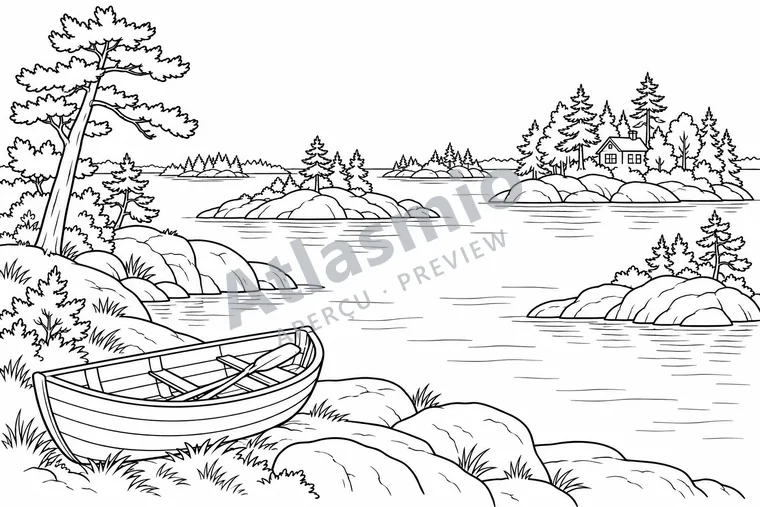 Illustration à colorier : Parmi les Mille-Îles