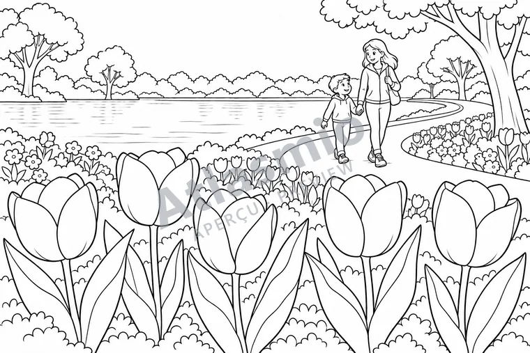 Illustration à colorier : Les tulipes d’Ottawa