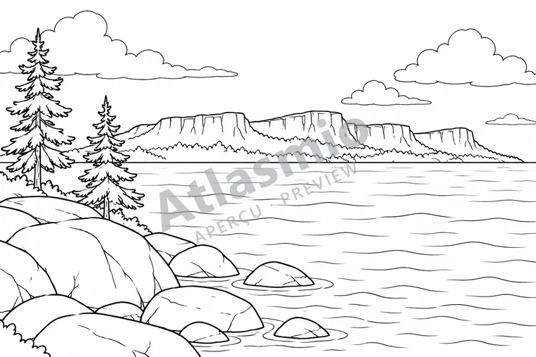 Colouring illustration: The Sleeping Giant Landform