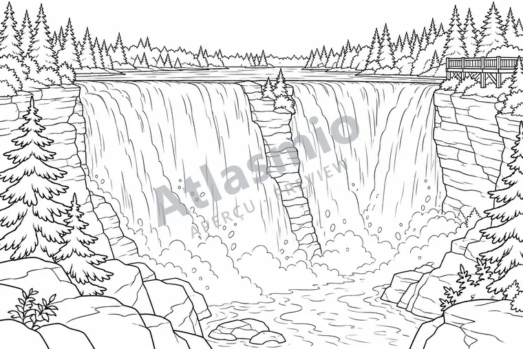 Colouring illustration: Kakabeka Falls