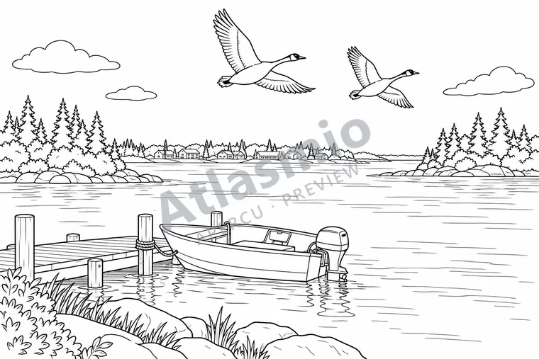 Illustration à colorier : Sur la rivière Moose