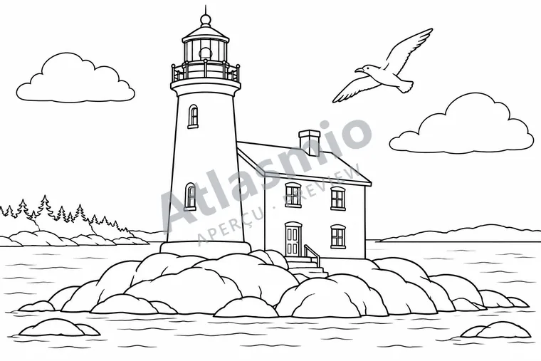 Colouring illustration: Fisgard Lighthouse
