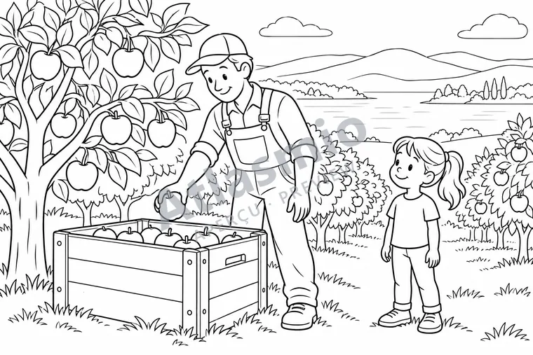 Colouring illustration: Okanagan Apples